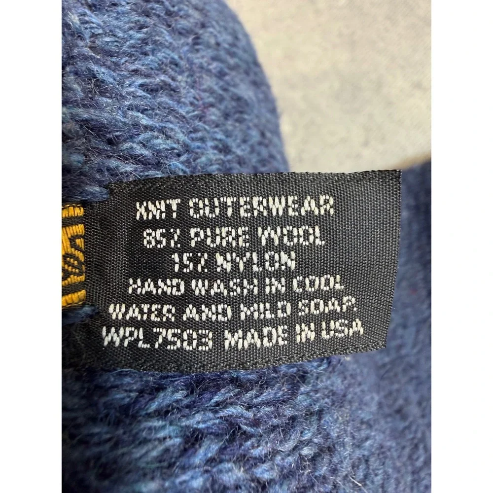 Vintage Eddie Bauer Blue Wool Blend Knit Fringed Scarf Made in USA WPL7503